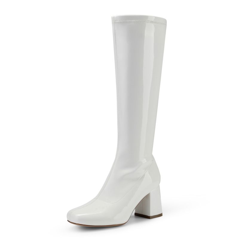 White patent gogo boots sale